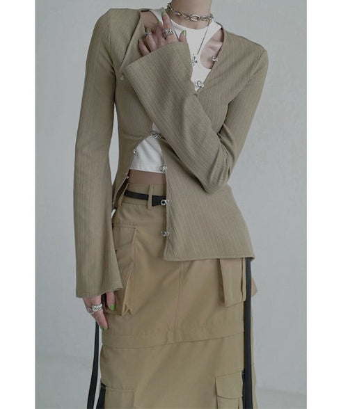 Asymmetric Cut-Out Hook Cardigan